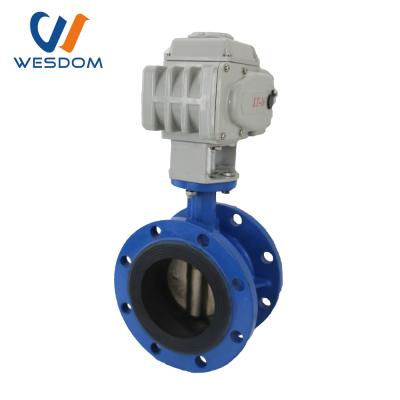 China Butterfly valve general electric actuator flange butterfly valve 220V AC double motorized dn100 pn16 DI CI for sale