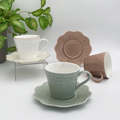 China Viable Shop Wholesale Ceramic Colorful Hot Cups Reusable Porcelain Coffee Teapot Cup And Saucer Set On Sale for sale