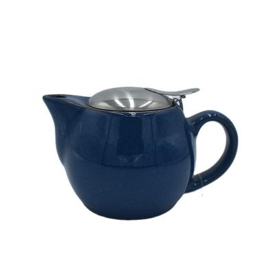 China Sustainable Home Use Style Beautiful Blue Ceramic Teapot Porcelain Turkish Coffee Pot for sale