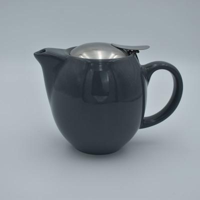 China WITH LID factory direct sale English teapot ceramic gray luster 350ml mini teapot for home hotel ceramic teapot for sale