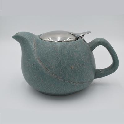 China Sustainable New Design Reaction Glaze Ceramic Special Stoneware Teapot With Lid And Ceramic Infuser Teapot for sale