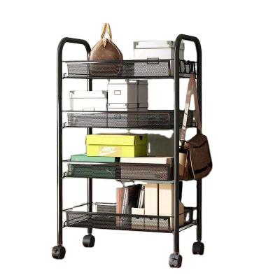 China Folding Storage Shelf Kitchen Bathroom Home Office Desk Shelves Debris Sort Support Racks Wheel for sale