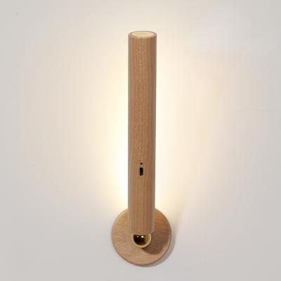 China Modern Wooden Indoor Wall Light USB Charging Rotatable Adjustable 360 ​​Touch Switch Sconce Corridor Wall Lights Night Lamp for sale