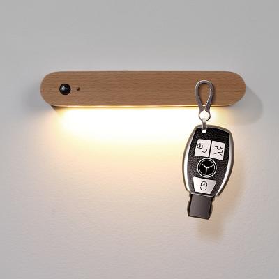 China Beech Wood Porch PIR Motion Sensor LED Night Lights Magnet Adsorption Key Ring Induction Night Lamp For Corridor Stairs Bedroom Lighting for sale