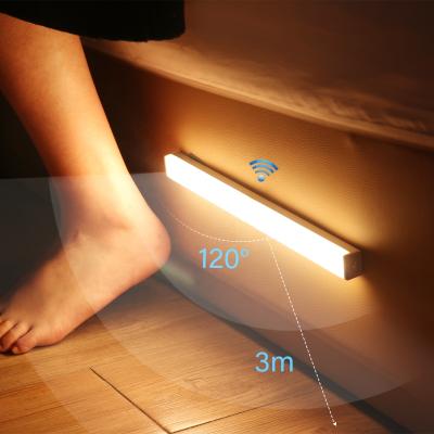 China Modern Rechargeable Wireless Sensor Wall Light Bedroom Lights Motion Sensor LED Night Lamp Stair Cabinet Room Decorative Lighting for sale