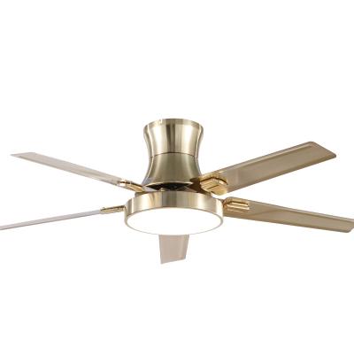 China Modern Nordic Style Led Gold Ac Ceiling Fan Iron Blades Remote Control Fan With Led Light for sale