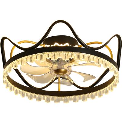 China New Modern Design Gold Modern Gold Black Indoor Bedroom Living Room Bedroom Fan Led Ceiling Lamp Light Chandelier for sale