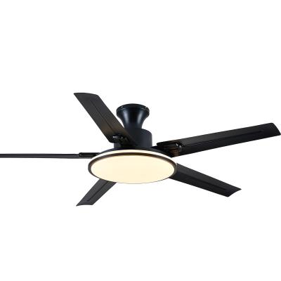 China Modern Black Chandelier 52 Inch Ceiling Fan Light DC Fan Iron Blades Led Lights Ceiling Light Remote Control Fan Lamp for sale