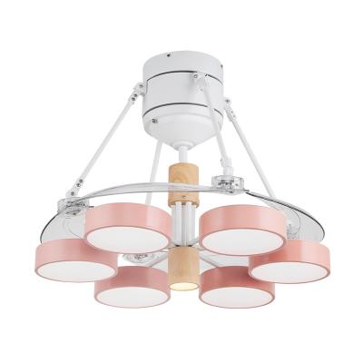 China Modern Luxury Household Pink No Noise Copper Motor Ceiling Fan Light Remote Control Chandelier Lighting 48 Inches for sale