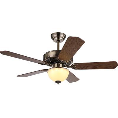 China Modern Retro Style 42 Inch Decorative Living Room LED Ceiling Fan Five Plywood Blades With Light for sale