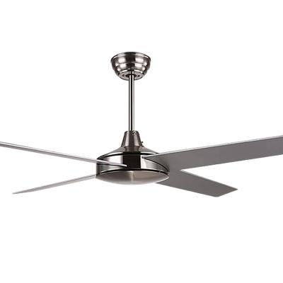 China Quality Assurance Modern Silver White Wood AC Ceiling Fan 4 Blades 42/48/52 Inch Electric Power Ceiling Fan for sale