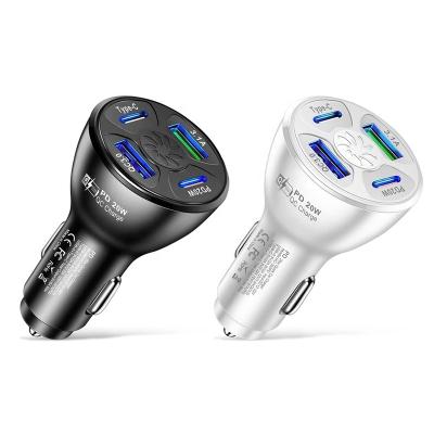 China Mobile Phone 4 Ports USB Type-C PD 20W Car Charger Auto Fast Charging for Mobile Phone Uniiversal Car Interior Electronic Accessories for sale