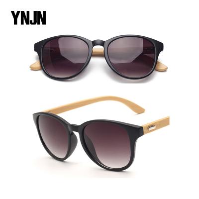 China Hot Selling Fashion Sunglasses YNJN New Stylish Custom Eye Big Logo Natural Bamboo Sunglasses With Plastic Frame for sale