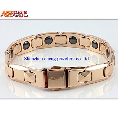 China 2017 TUNGSTEN Rose Gold Jewelry Tungsten Carbide Bracelet With Magnet Or Germanium for sale