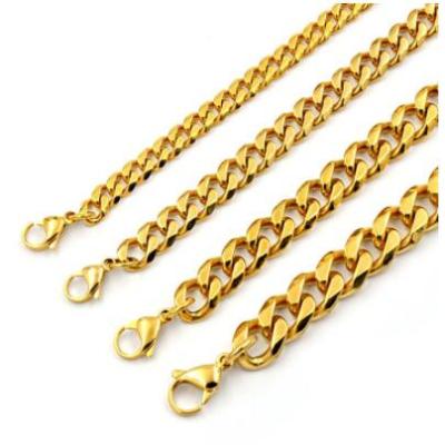 China Luxury Styles Manufacturer Wholesale Stainless Steel Jewelry Cuban Link Chain 14k Gold for sale