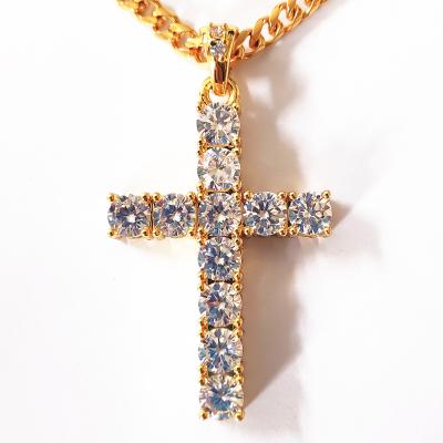 China Stainless Steel Wholesale 14k Gold Necklace New Brass Diamante Cross Pendant for sale