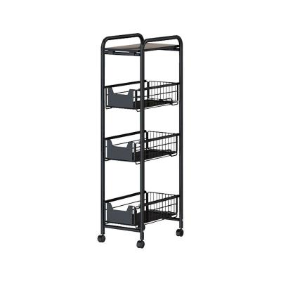 China Amazon Sustainable Hot Selling Removable Slotted Adjustable Storage Shelf Rack 4 Tier Kitchen Storage Rack for sale