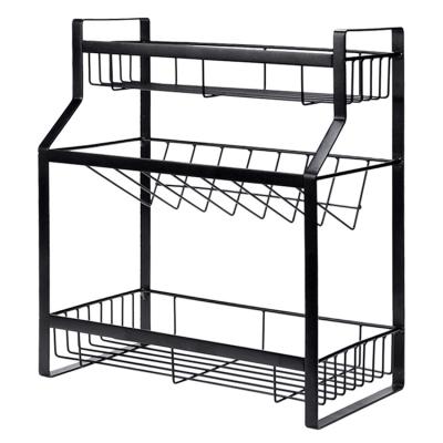 China Viable kichen multifunctional food storage shelf rack 3 tier rack shelving storage for sale