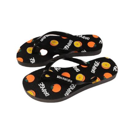 China Summer Fruit Cushioning Printed Slipper Women Flats Beach Non-Slip Flip Flop Slippers for sale