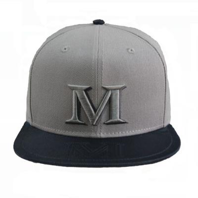 China China COMMON Factory Customized High Quality 3D Embroidery White Snapback Hat Brim Flat Cap for sale