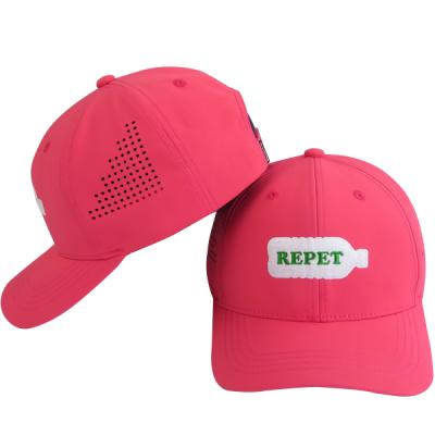 China JOINT custom semi curved brim sports cap laser cut cap made by REPET fabric for sale