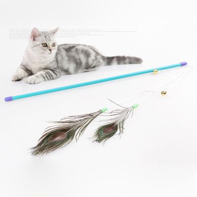 China Best Viable Selling Interactive Cat Puzzle Pet Toy Retractable Magic Wand Stick Cat Toy with Feather for sale