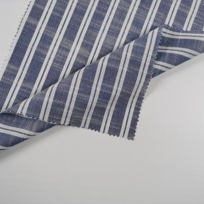 China Shrink-Resistant Customized fancy polyester rayon woven fabric for suiting fabric slub white stripe fashion jacket for sale