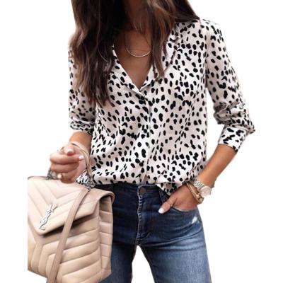 China Hot Touch Women's Leopard Print Anti-wrinkle Fashion Long Sleeve Top Shirt for sale