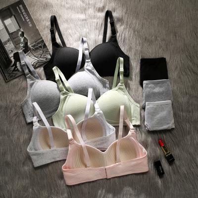 China New Breathable Yarn Free Bra and Panty Set High Quality Women's Cotton Thin Underwear Bra Brief Sets Women for sale