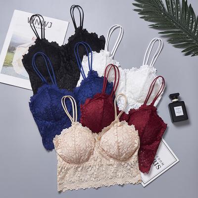 China Breathable Bandeau Tube Underwear Chest Wrap Lace Camisole Top Women Plus Size Spaghetti Strap Backless Bra for sale