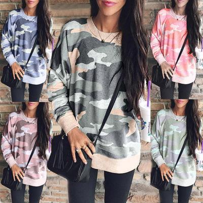 China Anti-shrink Round Neck Women's Long Sleeve Round Neck Fashion Camouflage Fashion Explosion Top Foreign Trade Sweater for sale