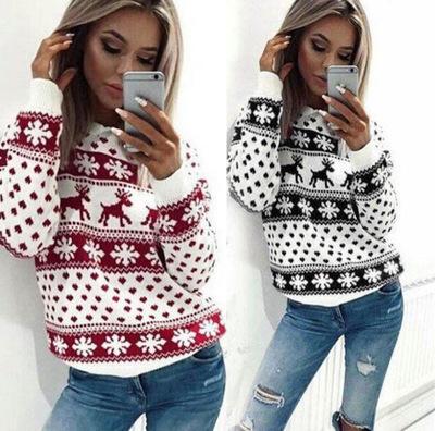 China Anti-wrinkle American and American New AliExpress Foreign Trade Sweater European Deer Printed Christmas Jacket Sweater for sale