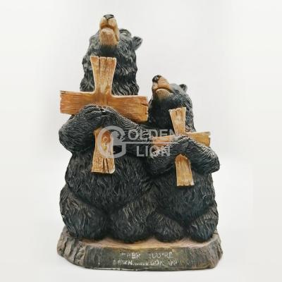 China Europe Resin Crafts Home Decoration Resin Figurine Pray Bear Animal Art Statue for sale