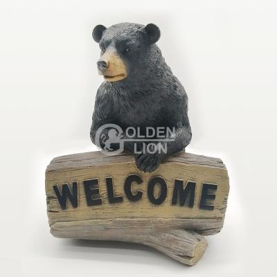 China Europe Welcome sign bear Resin bear sculpture crafts Resin gifts for table for sale