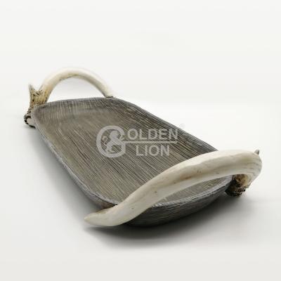 China Resin Gifts Resin Antler Decor Design Fruit Dish Candy Dish Dry Fruit Tray GL017 for sale