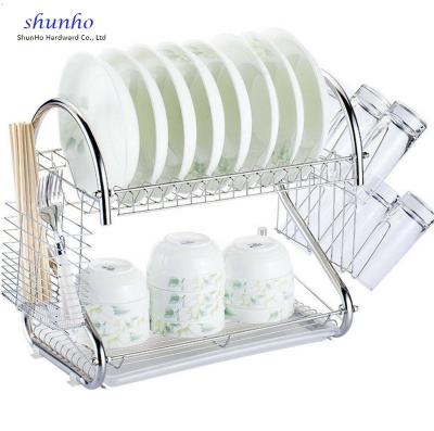 China Sustainable Multifunctional Stainless Steel 2-Tier Dish Drying Rack , Cup Drainer Strainer for sale