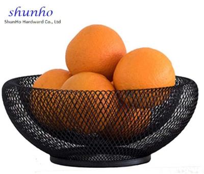 China BSCI Metal Double Wall Mesh Fruit Bowl Creative Countertop Sustainable Storage Basket For Fruit Vegetable Bread for sale