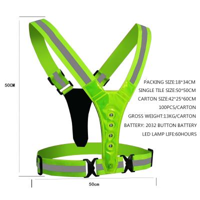 China Water Proof Cheap Price Adjustable Night Running Reflector Increasing Bicycle Safety Recycling LED Riding Reflective Vest for sale