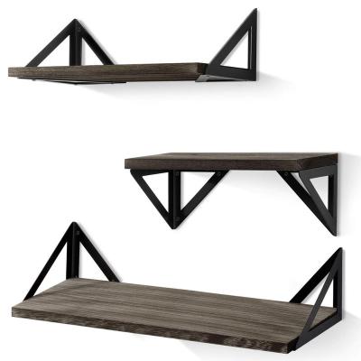 China Simplicity Wholesale Storage Furniture Metal Antique Industrial Vintage Rustic Solid Wood Wall Mounted Shelf For Wall for sale