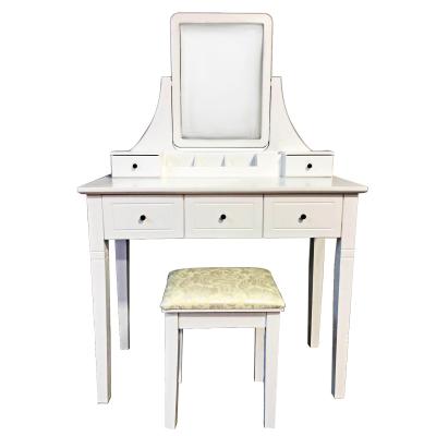 China Newest New Patented Best Selling PANEL American Style Mirror Makeup Square Desk With Cushioned Stool for sale