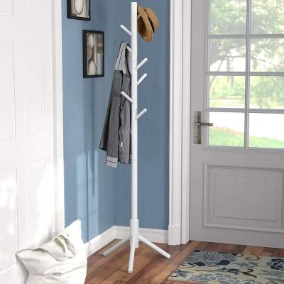 China Amazon Furniture Vintage Small KD Tree 2020 New Arrival Mail Order White Standing Wooden Coat Rack for sale