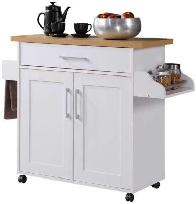 China Hot Selling Solid Wood Amazon Kitchen Furniture With Island And Wheels Storage Cabinet Wooden Trolley Rolling Kitchen Carts 120cm for sale