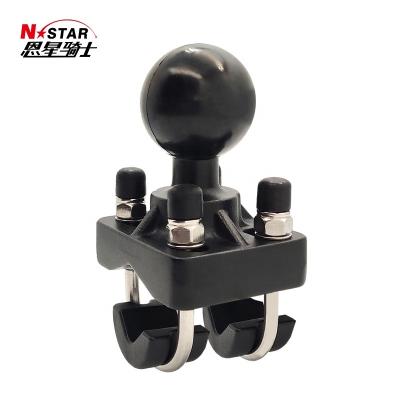 China Rubber+aluminum alloy +304 stainless steel NSTAR compatible with big round tube 15-33mm mouth clip mobile phone mounting bracket 1.5 inch ball head t-shaped head double for sale