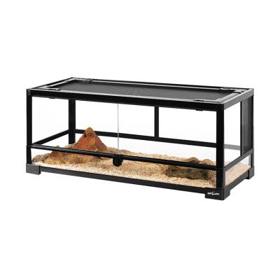 China REPTIZOO Viable 18.5 Gallon 70 L Black Mini Reptile Cage Screen Glass Greenhouse With Swing Doors Mini Chameleon Cage Gecko Greenhouse for sale