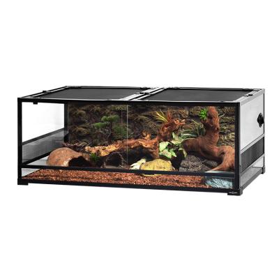 China REPTIZOO Viable 90 Gallon 340 L Leopard Gecko Tank Mini Reptile Greenhouse Glass Greenhouses with Side Sliding Front Doors and Mesh Screen for sale