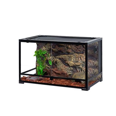 China REPTIZOO Viable 42 Gallon 159 L Lizard Tank Enclosure For Mini Greenhouses Bearded Dragon Black Snake Tank Glass With Wire Mesh Screen Cover for sale