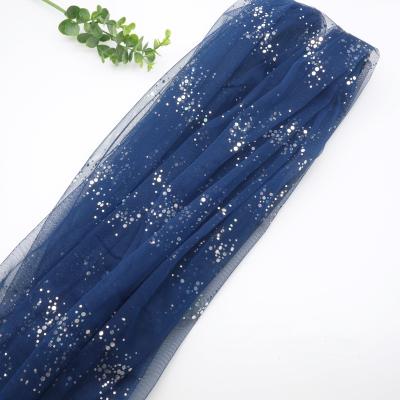 China New Arrival Printed Fabric Galaxy Silver Dot Tulle Fabric 100% Polyester Shrink-Resistant For Tutu Skirt Dressing Fabric for sale