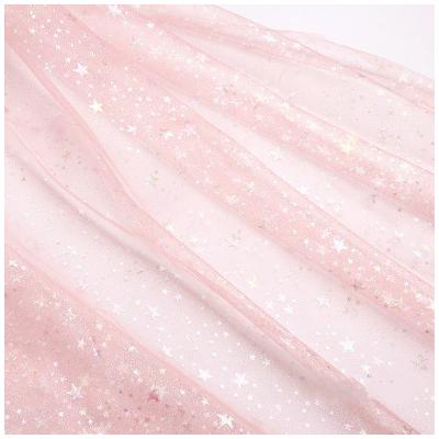 China Wholesale Colorful Ready Stock Laser Foil Star Pentagon Printing Tulle Fabric Shrink-Resistant For Embroidery Flower Dress Cloth for sale