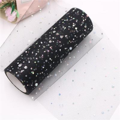 China 15cm width Shrink-resistant 10yard Dot Printed Tulle Roll Knitted Mesh Fabric DIY Roll for tutu party decoration for sale