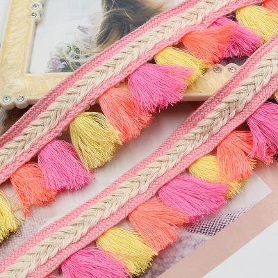 China Viable Ethnic Style Color Tassel Lace Tassel Sash Curtain Home Decoration Trim Lace Accessories for sale